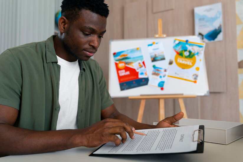 image of a man looking at a document
